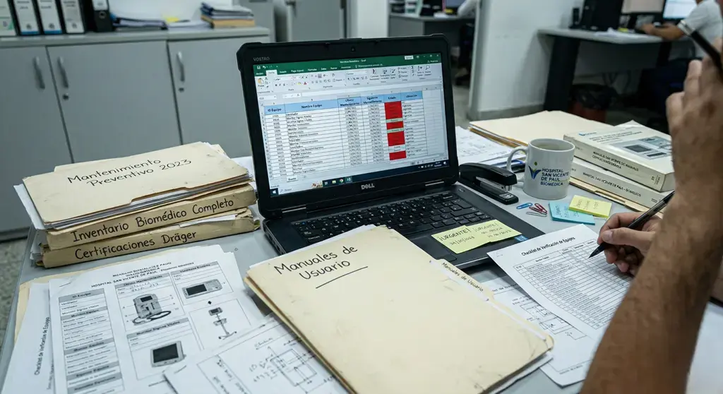 Auditoría de habilitación: preparación de evidencias con inventario biomédico en Excel, manuales, certificaciones y checklist de mantenimiento