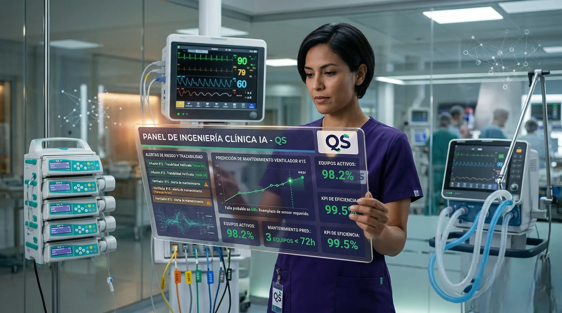 IA en ingeniería clínica aplicada a mantenimiento predictivo, alertas de riesgo y trazabilidad de equipos biomédicos en hospital