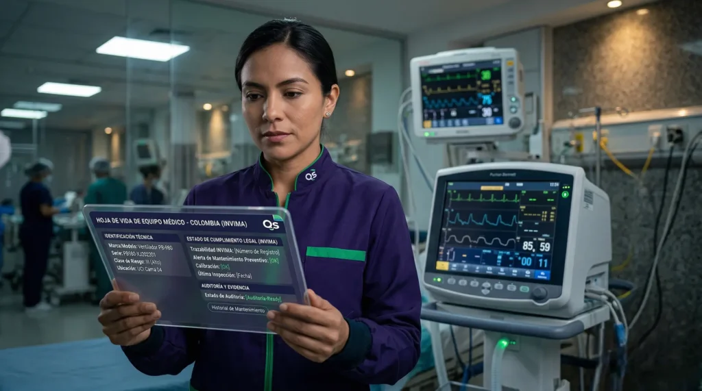 Requisitos legales hoja de vida equipos médicos Colombia: profesional consulta ficha digital con trazabilidad y cumplimiento INVIMA