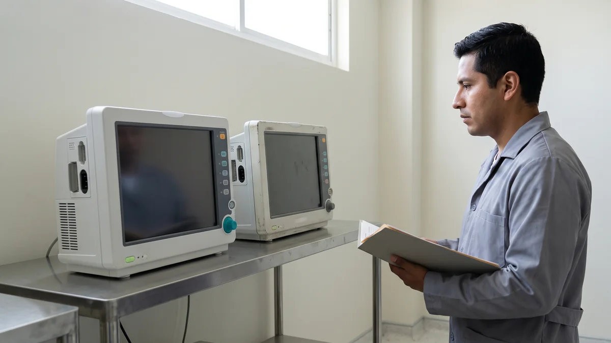 Ingeniero clinico comparando vida util contable y tecnica de monitores de signos vitales